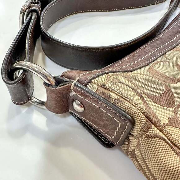 Coach Chelsea Signature Brown Canvas Hobo Shoulder Bag Y2K - Picture 11 of 14